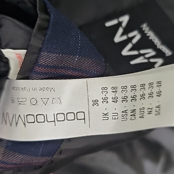 BooHoo Man Blue Plaid Blazer Jacket - Picture 6 of 10